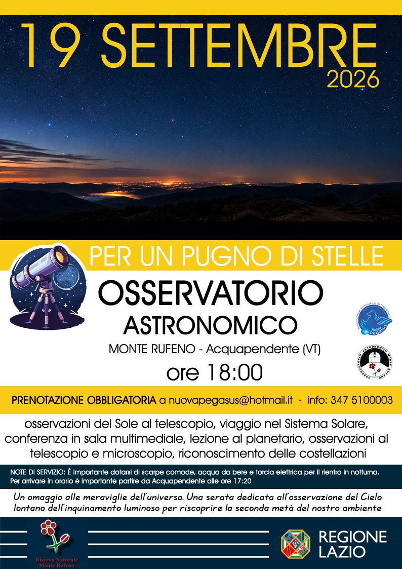 Sabato 19 settembre 2026: Per un pugno di stelle